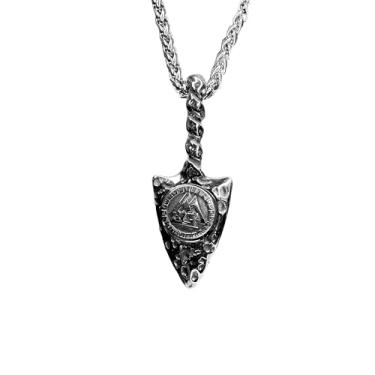 Imagem de Colar Masculino Nórdico Flecha Viking Cordão Valknut Aço Inoxidável Cor:Prata