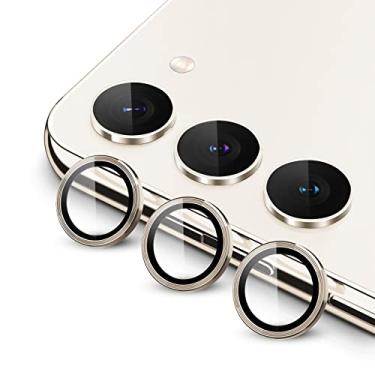 Imagem de JETech Protetor Lente Câmera para Samsung Galaxy S23 5G 6,1 Polegadas / S23 Plus 5G 6,6 Polegadas, Tampa de Anel Individual Metal de Vidro Temperado 9H, 1 Conjunto (Creme)
