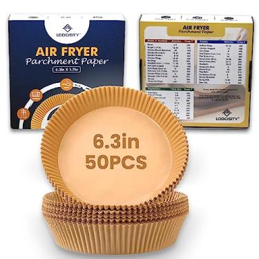 Imagem de Forro de papel descartável Air Fryer - 50 peças de forro de papel pergaminho antiaderente para fritadeira a ar – Lodgisity à prova d'água, forros à prova de óleo para assar, assar e micro-ondas (16 cm