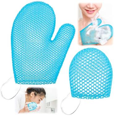 Imagem de Honeycomb Exfoliating Scrubber Set, Honeycomb Face and Body Scrubber Include Spa Bath Mitt Honeycomb Exfoliating Glove for Body Shower, Honeycomb Face Exfoliator Scrubber Sponge, Quick Drying (Blue)