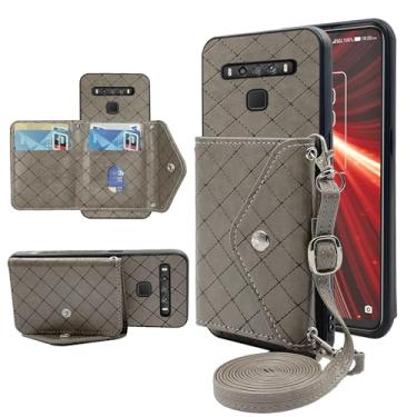 Imagem de Furiet Capa carteira compatível com TCL 10 5G UW Verizon com alça de ombro transversal e suporte de couro para cartão de crédito para TCL105GUW TLC 105GUW G5 5GUW T790S feminino cinza