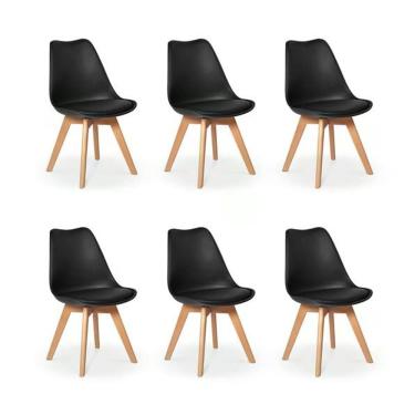 Imagem de Kit com  6 Cadeiras Leda Eiffel Wood Saarinen Preta