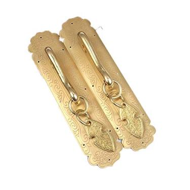 Imagem de Maçaneta de porta de cobre vintage retro porta de madeira cobre puro alça grande treliça decoração de porta acessórios de ferragens, bronze, M (latão s)