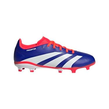 Imagem de adidas Predator League J Chuteiras de futebol firme (criança pequena), tênis azul lúcido/branco/vermelho solar, 35 unissex EUA, Azul lúcido, branco/vermelho solar, 5 Big Kid
