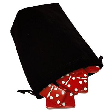 Imagem de Marion & Co. Domino Double Six 6 Red Tiles Jumbo Tournament Professional Size with Spinners in Black Elegant Velvet Bag