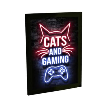 Imagem de Quadro Decorativo Gamer Gatos E Games Jogos Decoração Quarto