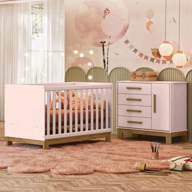 Imagem de Quarto Infantil Completo Lion 1 Porta 4 Gavetas Rosa - Pnr Móveis