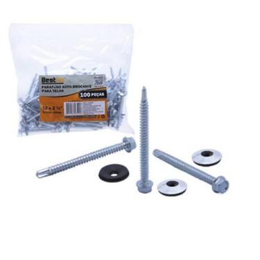 Imagem de Parafuso Auto-Brocante para Telhas 12 mm. - 5.5 mm. Pct 100 pçs - Best