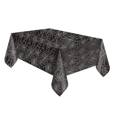 Imagem de Toalha de mesa de plástico Black Spider Web, 213 x 137 cm