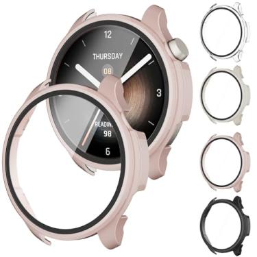 Imagem de RiYHM Capa protetora de tela para smartwatch Amazfit Balance, [pacote com 4] amortecedor de policarbonato rígido e acessórios de substituição de filme de vidro temperado para Amazfit Balance