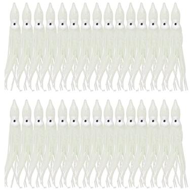 Imagem de Saias de lula iscas de pesca iscas de pesca iscas de plástico macio iscas de polvo iscas de pesca isca de pesca de lula macia equipamento para água salgada robalo salmão truta (branco luminoso, 9