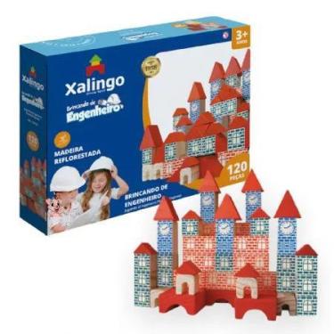 Imagem de Brinquedo Pedagógico Blocos Em Madeira Brincando De Engenheiro 120 Pçs