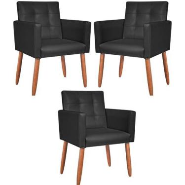 Imagem de Kit 3 Poltronas material sintético para Manicure Sala de Estar Decorat