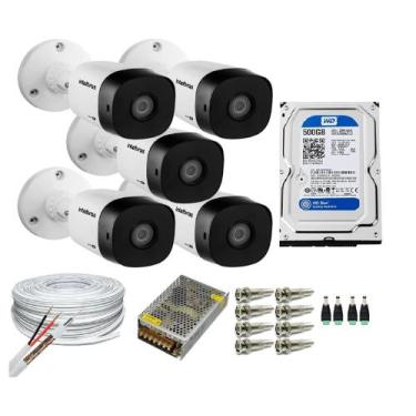 Imagem de Kit 5 Câmeras Segurança VHC 1120B Hd 720 bullet Intelbras + cabos cone