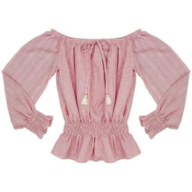 Imagem de Bata Juvenil Look Jeans Ombro-a-ombro Vermelha, Vermelho, 10