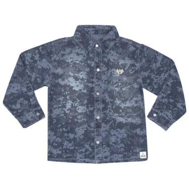 Imagem de Camisa Infantil Look Jeans Manga Longa Jeans - UNICA - 1, 1, Azul