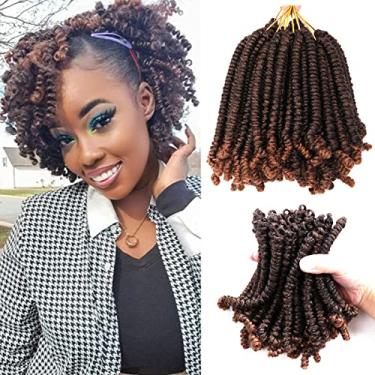 Imagem de 8 pacotes de 15 cm Short Bob Spring Twist Crochet Hair Pretwisted Spring Twist Hair Short Pretwisted Passion Twist Crochet Hair Curly Bomb Twist Crochê Tranças Hair Kids Crochê (T30#)