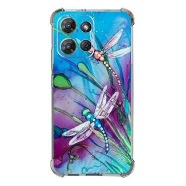 Imagem de Beaucov Capa para Moto G 2025, linda capa de proteção contra quedas estilo libélula à prova de choque TPU capa protetora de corpo inteiro resistente a arranhões para Motorola Moto G 2025