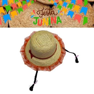 Imagem de Chapéu c/ trança Palha  Feminino Festa Junina São João - sm decora