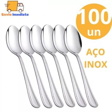Imagem de Conjunto de 100 Unidades Colher de Mesa GRANDE Talher 100% Aço Inox So