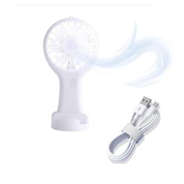 Imagem de Ventilador de Mão Portátil USB Recarregável, Mini Ventilador Pessoal, Branco