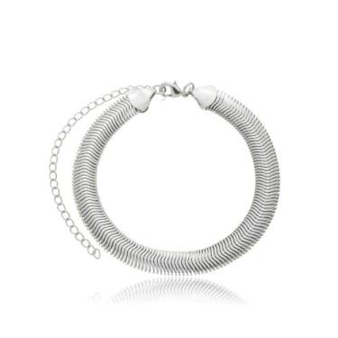 Imagem de Pulseira Banhado A Ródio Fita Trabalhada Grossa - Carolina Alcaide