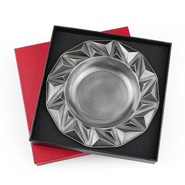 Imagem de Cinzeiro de charuto de metal redondo com vários tubos de durabilidade para cigarros de 20 cm grande descanso ao ar livre Charutos cinzeiro para pátio/externo/interno (prata)