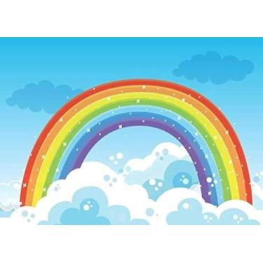 Imagem de Leyiyi 2,4 x 1,5 m fundo fotografia arco-íris batismo bebê chá de bebê céu estrelado nuvem horizonte vlogger mesa de bolo infantil feliz aniversário festa de verão pijama foto retrato vinil estúdio adereço