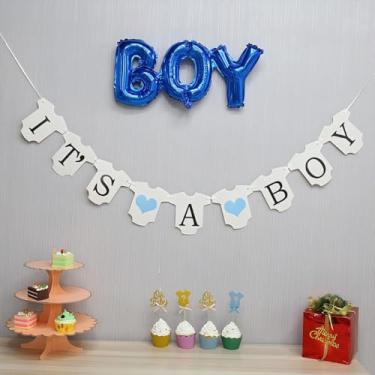 Imagem de Faixa Its A Boy for Gender Reveal Party Baby Shower, Its A Boy Sign Baby Boy Banner para decoração de chá de bebê, decoração de chá de bebê, lembrancinhas de festa de aniversário (faixa é um menino)