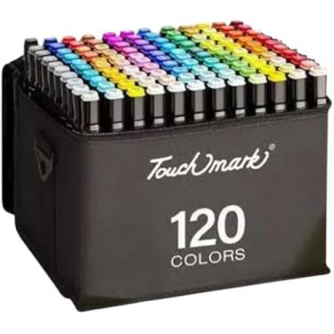 Imagem de Kit 120 Canetinhas Coloridas Touch 120 Cores Com Ponta Dupla e Estojo Canetas Marcadores Coloridos Para Desenho Colorir Livros Ilustrar Pintura Escola