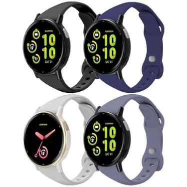 Imagem de EverAct Pulseiras de relógio finas de silicone compatíveis com Garmin Vivoactive 6/5/3/3 Music, pulseira esportiva fina e estreita de 20 mm para Venu Sq 2/Forerunner 55/165/645/245 feminino e