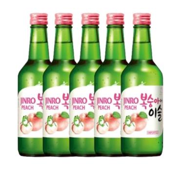 Imagem de Kit Com 5 Bebidas Coreana Destilada Soju Jinro 360Ml (Pêssego)