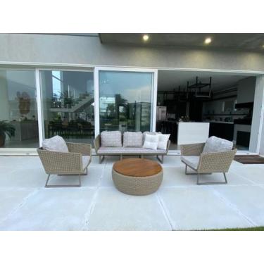 Imagem de Conjunto Paris em Corda Náutica - 1 Sofá 3l + 2 Poltronas + 1 Mesa com