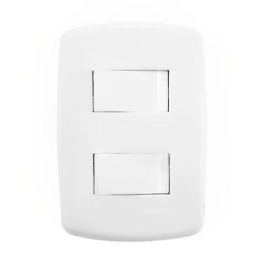 Imagem de 2 Interruptores Simples com Placa Branca - DC-8100/5 - DICOMPEL - Mont