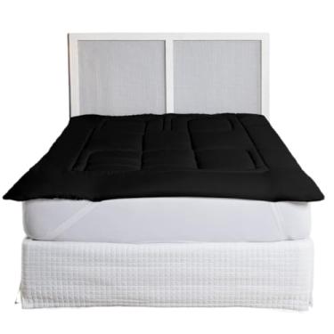 Imagem de Pillow Top Protetor De Colchão 400 Fios Super Macio Solteiro Casal Queen King(preto,CASAL)