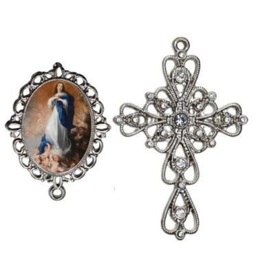 Imagem de Crucifixo Arabesco Terço de Noiva Relicario Nossa Senhora da Conceição