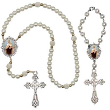 Imagem de Terco de Oraçao de Luxo com Terco de Carro Nossa Senhora do Carmo Qual