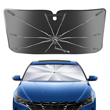Imagem de Guarda-sol portátil para para-brisas personalizado adequado para Hyundai Elantra 2021-2025, 2 em 1 cristal de gelo durável guarda-chuva compacto sombra UPF50+ UV janela frontal proteção isolamento