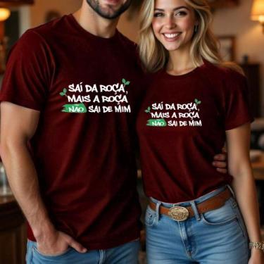 Imagem de Camiseta Algodão Unissex Casal Country Estampa Sai Da Roça Mas A Roça 