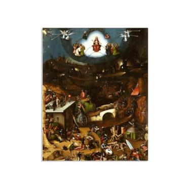 Imagem de Hieronymus Bosch Wall Art The Last Judgment Pintura famosa reprodução de pintura a óleo para sala de estar decoração de parede de casa 65 x 50 cm (26 x 19 pol) sem moldura