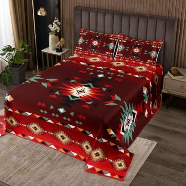 Imagem de Manfei Colcha de cama infantil asteca geométrica, tamanho solteiro, conjunto de colcha rústica de fazenda com flecha de caubói ocidental, decoração de quarto de meninos e meninas, colcha acolchoada