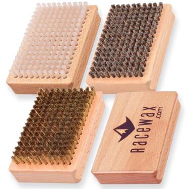 Imagem de RaceWax Kit de escova de cera de esqui profissional: nylon, crina de cavalo, latão