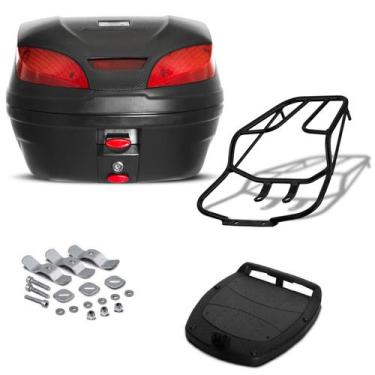 Imagem de Baú 30 Litros Pro Tork + Bagageiro Sansão Motos, PRETO, FAN 125 2009 À