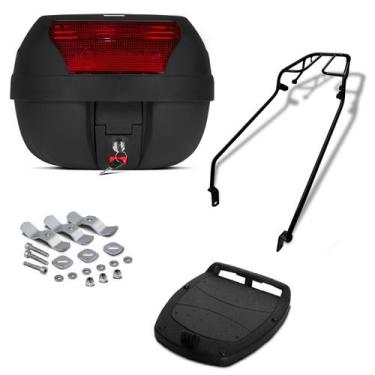 Imagem de Baú Bauleto Preto 28 Litros Com Refletor Pro Tork + Bagageiro Moto, VE