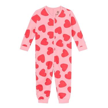 Imagem de Macacão pijama infantil moletom  Brandili Rosa
