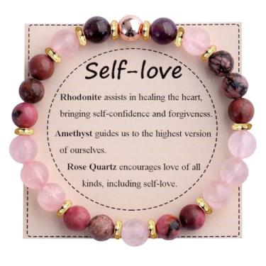 Imagem de KSQS Pulseira De Contas Pedras Curativas Para Mulheres, Preciosas Naturais, Proteção E Equilíbrio, Cristal Espiritual, Alívio Da Ansiedade Com Cartão Significado
