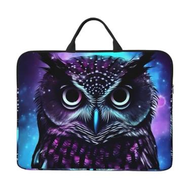 Imagem de Capa para laptop de coruja roxa de 35,5 cm, bolsa de transporte para computador, à prova de choque, capa protetora para notebook, bolsa portátil para laptop, bolsa à prova d'água para homens e