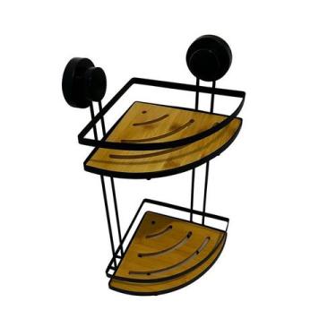 Imagem de Prateleira Suporte para Banheiro de Canto de Bambu e Inox FRG5102 - FR
