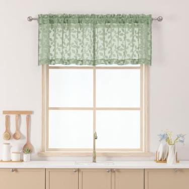 Imagem de Chyhomenyc Cortinas de cozinha curtas para janelas de 45,7 cm de comprimento, 2 peças, folhas de filtragem de luz texturizadas, cortinas curtas de cozinha, cortina pequena superior para sala de estar