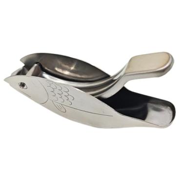 Imagem de Espremedor de limão, espremedor de limão, espremedor de aço inoxidável, espremedor de limão em forma de peixe, manual portátil para acampamento na cozinha, aço inoxidável limão
